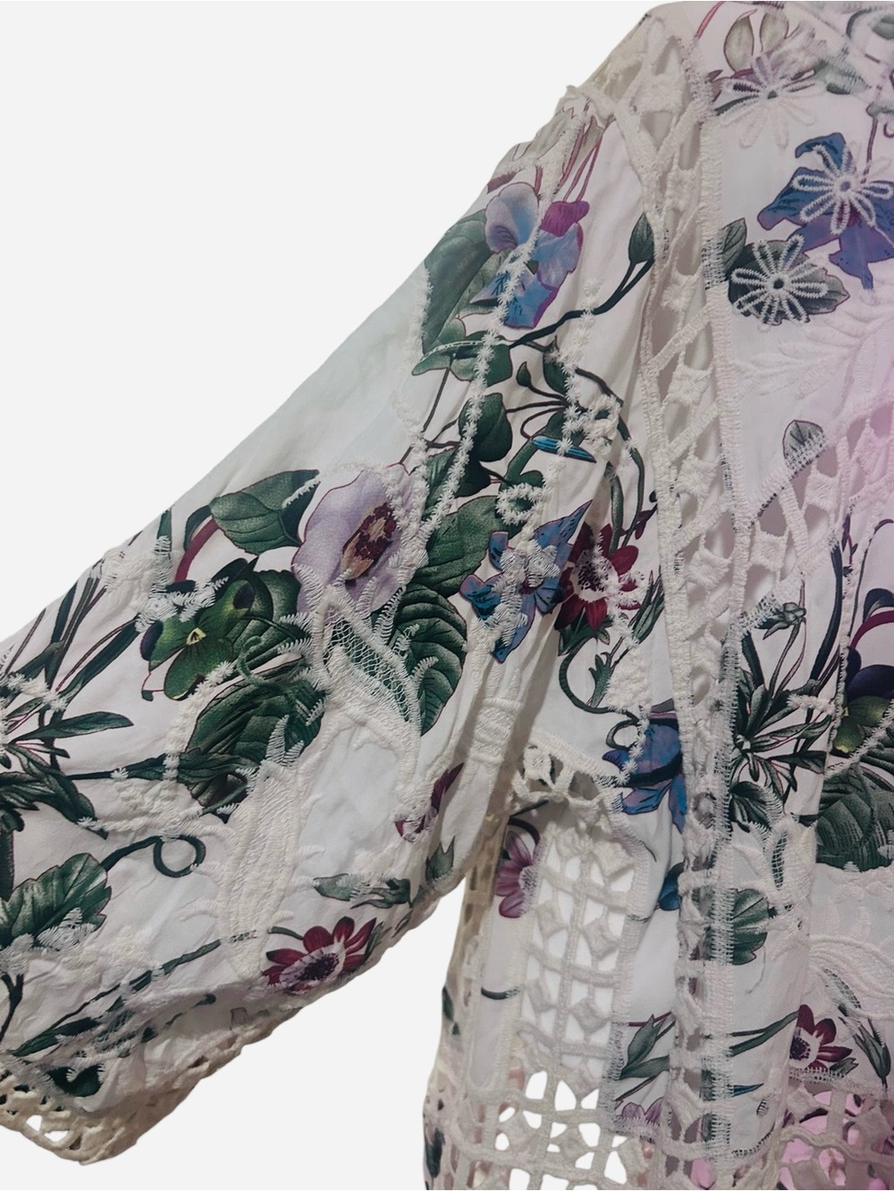 Anthropologie clea crochet floral kimono / boho floral lace duster - Picture 6 of 8